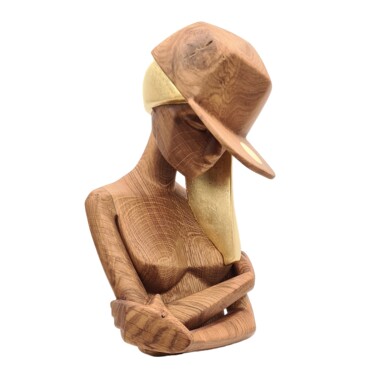 Skulptur mit dem Titel "New Eva - chêne" von Anne-Juliette Deschamps, Original-Kunstwerk, Holz