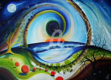 Painting titled "Cycle" by Anne Lakarav, Original Artwork, Oil