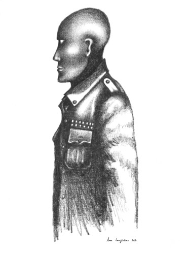 Drawing titled "Militaire" by Anne Langérôme, Original Artwork, Graphite