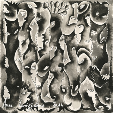 Totem Dessin intitulée "Totem" par Anne Langérôme, Œuvre d'art originale, Encre