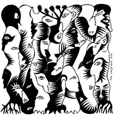 Totem Dessin intitulée "Totem" par Anne Langérôme, Œuvre d'art originale, Encre