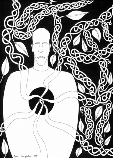 「Zen」というタイトルの描画 Anne Langérômeによって, オリジナルのアートワーク, インク