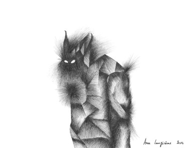 Tekening getiteld "The beast" door Anne Langérôme, Origineel Kunstwerk, Inkt