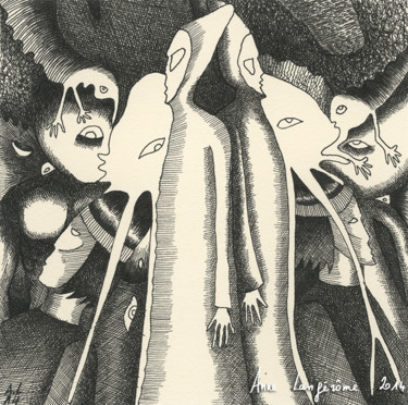 Disegno intitolato "Les mages" da Anne Langérôme, Opera d'arte originale, Inchiostro