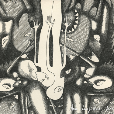 「Je mords/autre vue」というタイトルの描画 Anne Langérômeによって, オリジナルのアートワーク, インク