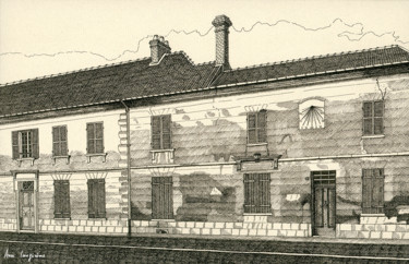 Drawing titled "Cadran solaire St J…" by Anne Langérôme, Original Artwork, Ink