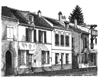 「Passage des hironde…」というタイトルの描画 Anne Langérômeによって, オリジナルのアートワーク, インク