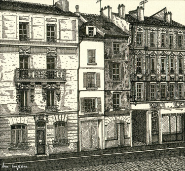 Drawing titled "Rue St Etienne - Me…" by Anne Langérôme, Original Artwork, Ink