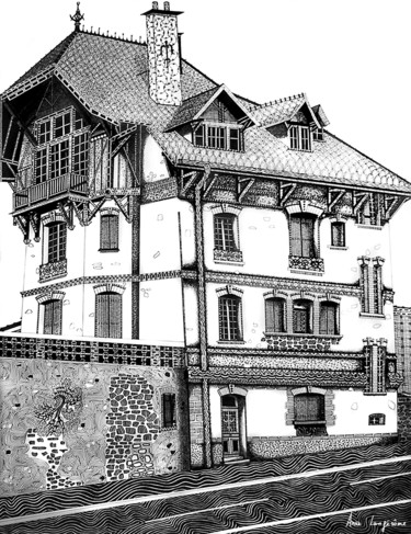 Desenho intitulada "Maison de l'archite…" por Anne Langérôme, Obras de arte originais, Tinta