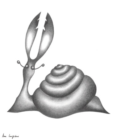 Drawing titled "Escargot 2" by Anne Langérôme, Original Artwork, Graphite