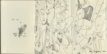 Drawing titled "carnet p1 à 2" by Anne Langérôme, Original Artwork