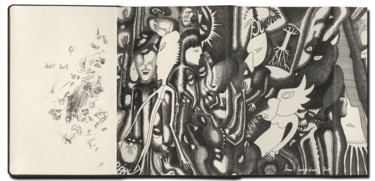 Dessin intitulée "Encrage p1 à 2" par Anne Langérôme, Œuvre d'art originale, Encre