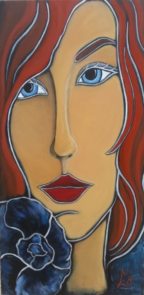 Painting titled "Lady blue" by Lô, Original Artwork, Acrylic