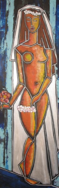 Peinture intitulée "la-mariee à la-jarr…" par Lô, Œuvre d'art originale, Acrylique