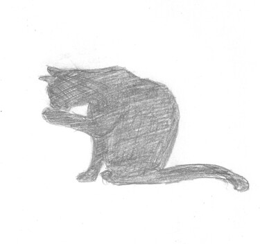 Zeichnungen mit dem Titel "Etude_chat" von Anne Le Bihan, Original-Kunstwerk, Bleistift