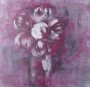 Painting titled "blanche pivoine" by Anne Lerbs, Original Artwork, Acrylic
