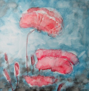 Painting titled "coquelicot" by Anne Lerbs, Original Artwork, Acrylic