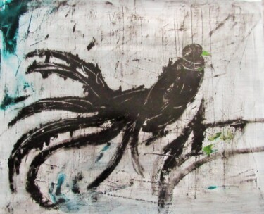 Peinture intitulée "oiseau noir" par Anne Lerbs, Œuvre d'art originale, Acrylique