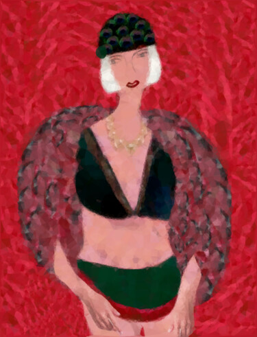 Arts numériques intitulée "La femme au maillot…" par Anne-Lise Castagno De Pauw, Œuvre d'art originale, Peinture numérique