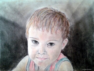 Painting titled "Enfant aux pastels" by Anne-Lise Surjus, Original Artwork, Pastel