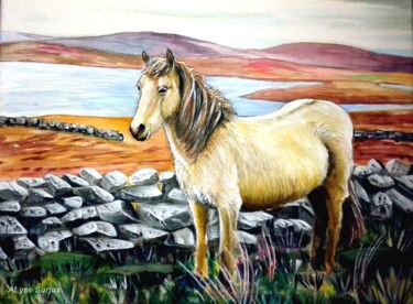Painting titled "Paysage d'Irlande" by Anne-Lise Surjus, Original Artwork, Acrylic