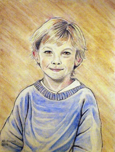 Drawing titled "Image d'enfance" by Anne-Lise Surjus, Original Artwork, Pencil
