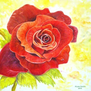 Peinture intitulée "Une rose" par Anne-Lise Surjus, Œuvre d'art originale, Acrylique