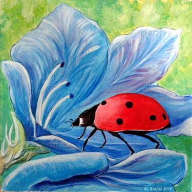 Painting titled "Coccinelle" by Anne-Lise Surjus, Original Artwork, Acrylic