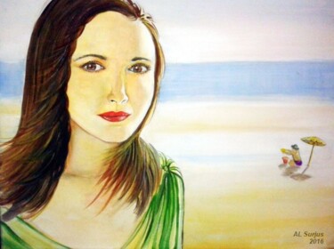 Pintura intitulada "Sur la plage" por Anne-Lise Surjus, Obras de arte originais, Acrílico