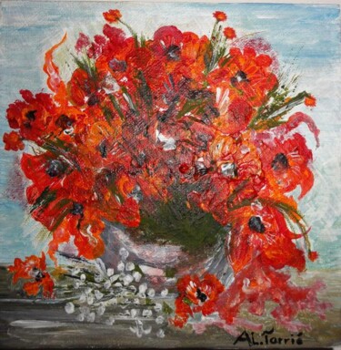 Peinture intitulée "Fleurs de Feu" par Anne-Lucie Tarrié, Œuvre d'art originale, Huile