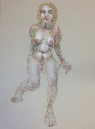Peinture intitulée "Femme sur un fil co…" par Anne Malvy, Œuvre d'art originale, Pastel