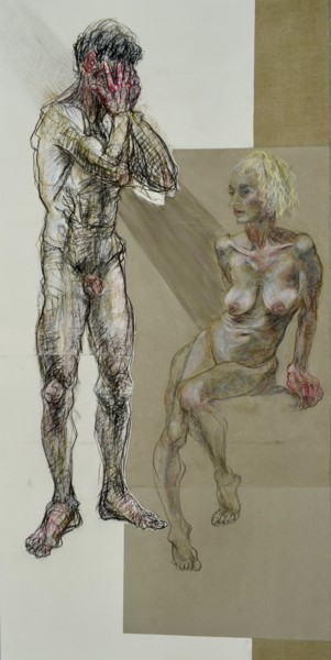 Disegno intitolato "MAGNETISME" da Anne Malvy, Opera d'arte originale, Pastello