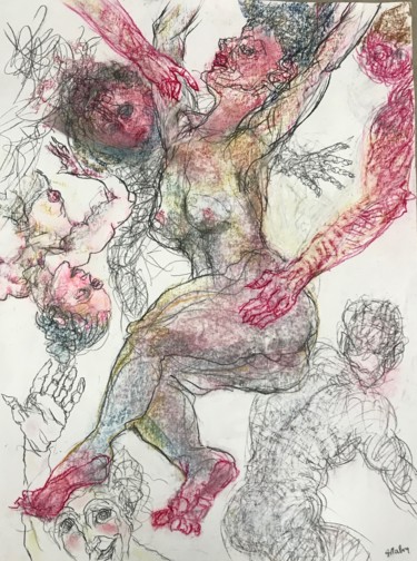 Рисунок под названием "Explosion" - Anne Malvy, Подлинное произведение искусства, Пастель