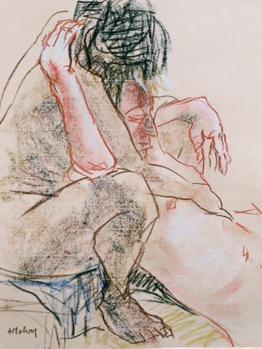 「Roméo et Juliette 1」というタイトルの描画 Anne Malvyによって, オリジナルのアートワーク, パステル