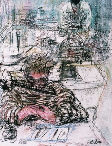 Drawing titled "L'ouvrier joaillier" by Anne Malvy, Original Artwork, Pastel