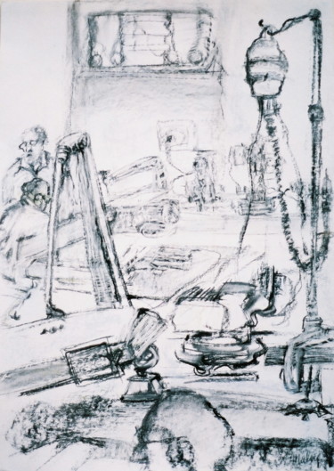 Dessin intitulée "L'atelier" par Anne Malvy, Œuvre d'art originale, Autre