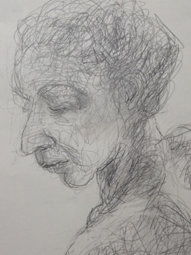 Dessin intitulée "Portrait sur le vif" par Anne Malvy, Œuvre d'art originale, Crayon
