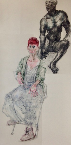 Disegno intitolato "LA BELLE ET LA BELLE" da Anne Malvy, Opera d'arte originale, Pastello
