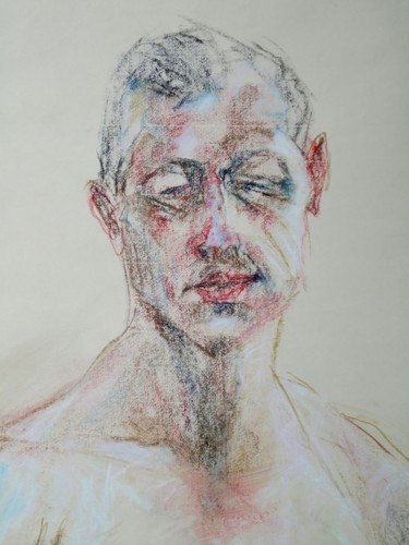 Drawing titled "STEF" by Anne Malvy, Original Artwork, Pastel