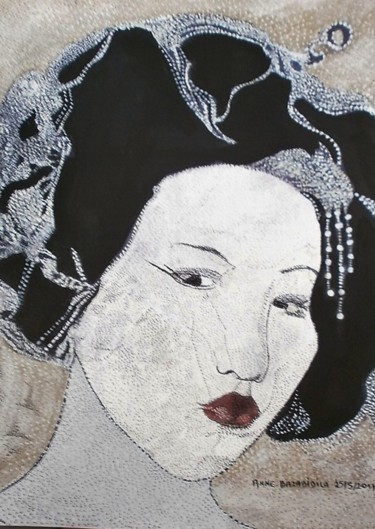 Ζωγραφική με τίτλο "GEISHA" από Anne Bazabidila, Αυθεντικά έργα τέχνης, Μελάνι