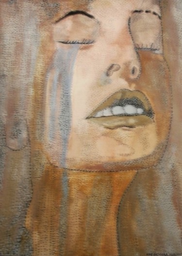 Peinture intitulée "CHAGRIN" par Anne Bazabidila, Œuvre d'art originale, Encre