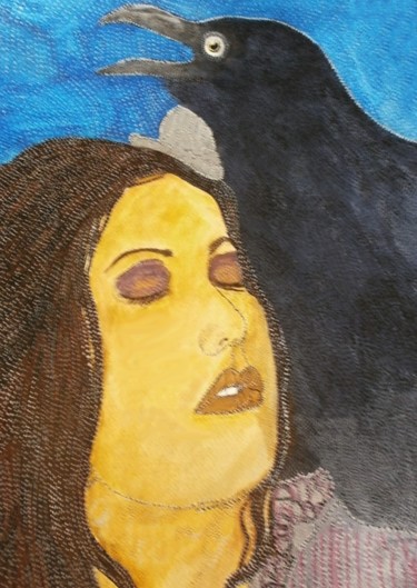 Painting titled "LA BELLE ET L' OISE…" by Anne Bazabidila, Original Artwork, Ink