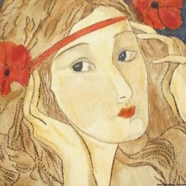 Painting titled "LA PETITE MISS" by Anne Bazabidila, Original Artwork, Ink