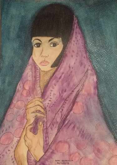 Painting titled "BABY DOLL" by Anne Bazabidila, Original Artwork, Ink