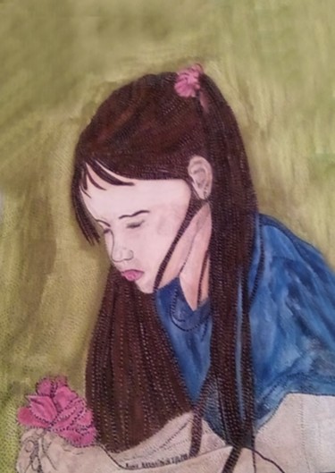 Peinture intitulée "SWEET ROSE" par Anne Bazabidila, Œuvre d'art originale, Encre