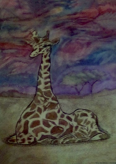 LE REPOS DE LA GIRAFFE 40x30 cm ©2018 par ANNE BAZABIDILA