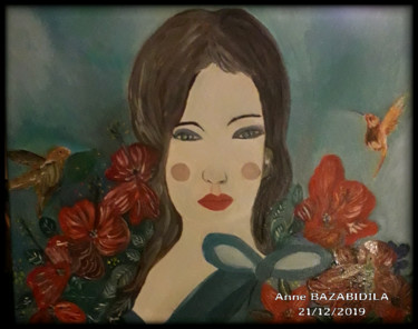 Peinture intitulée "LA BELLE  ET SES CO…" par Anne Bazabidila, Œuvre d'art originale, Huile