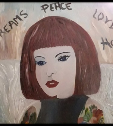 Картина под названием "TATOUS ET PERCING" - Anne Bazabidila, Подлинное произведение искусства, Масло