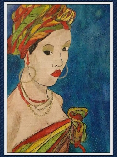 Malerei mit dem Titel "COULEURS CHAUDES" von Anne Bazabidila, Original-Kunstwerk, Tinte