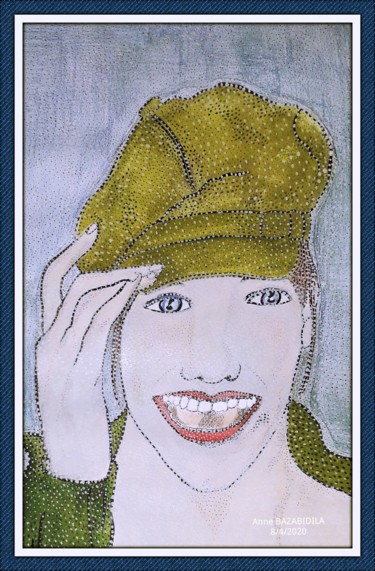 Painting titled "UN SOURIRE" by Anne Bazabidila, Original Artwork, Watercolor